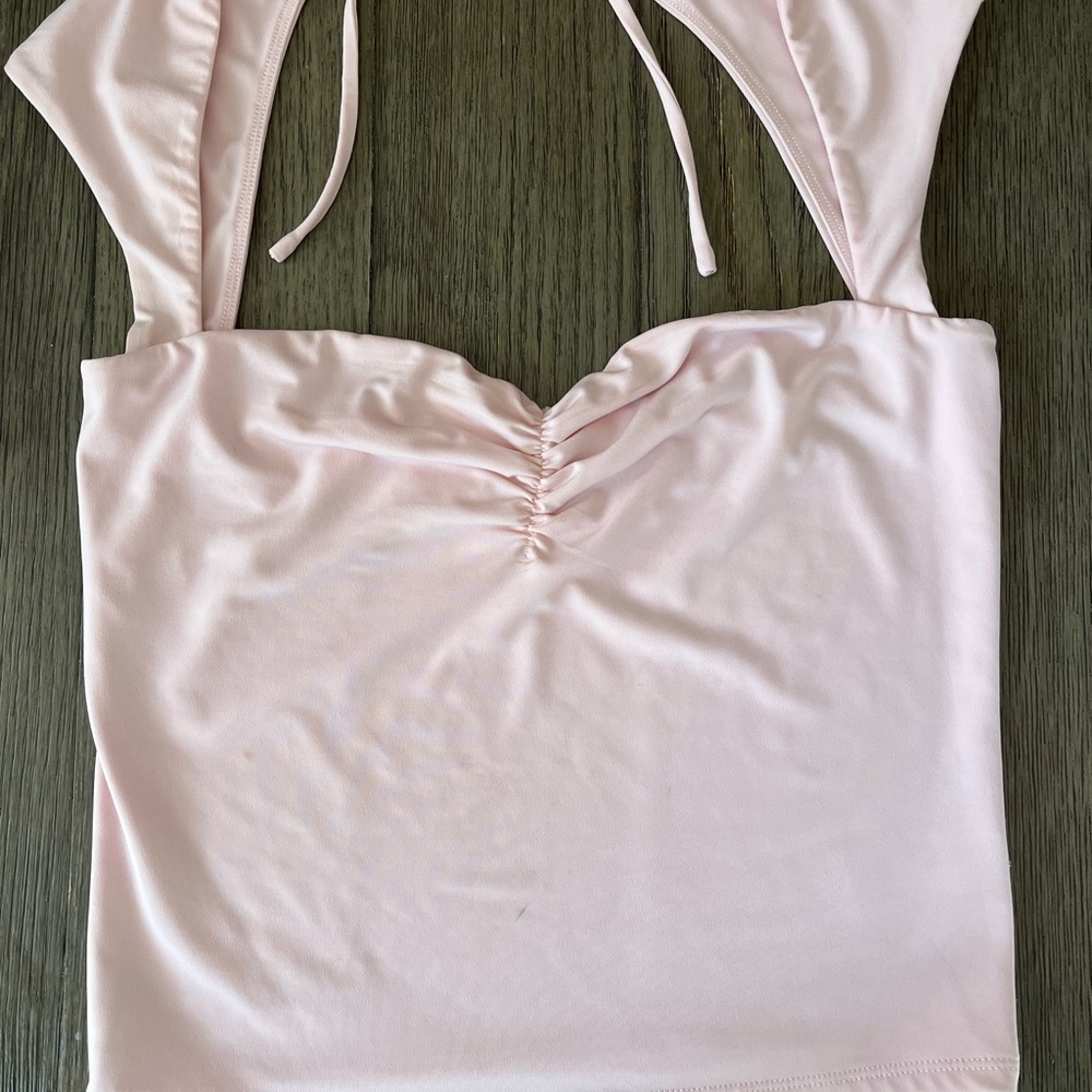 Garage Sweetheart Open Back Pink Cap Sleeve Top